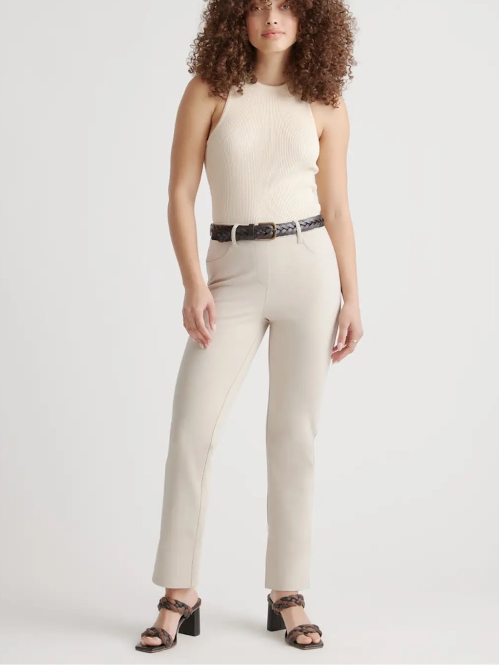 NEW Ultra stretch Ponte Pants with pockets in ecru 28 inseam